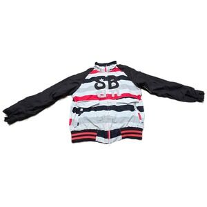 SB City Striped Bomber Jacket Black Sleeves Full Zip Menswear‎ Streetwear